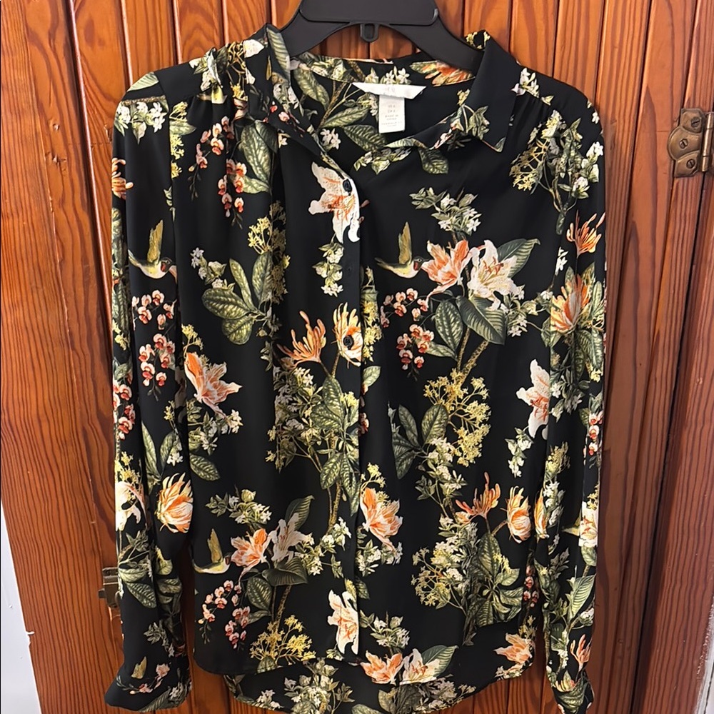 Floral Black Blouse